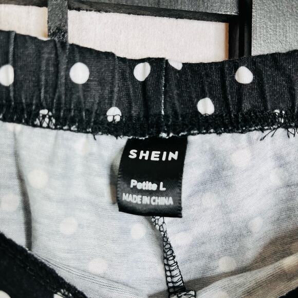 Shein Black Polka Dot Bell Bottom Wide Leg Pants PL - Picture 3 of 5